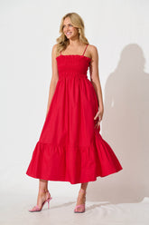 Red Cotton Maxi Dress by Santos